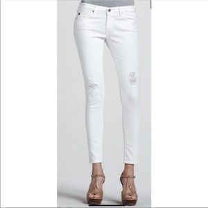 AG super skinny distressed ankle jeans (white)